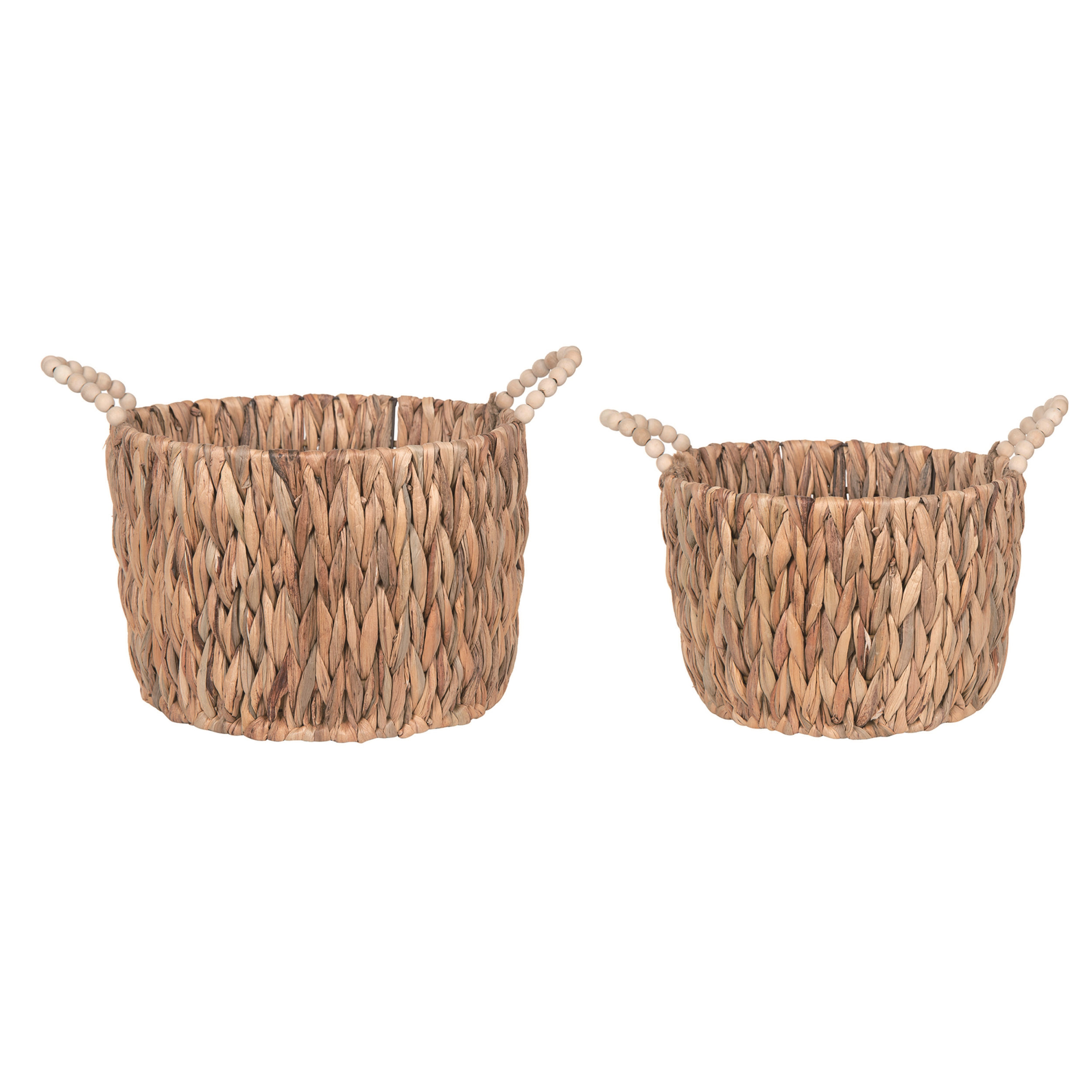 Bungalow Rose 13 75 In Round Water Hyacinth Basket Set Of 2 Wayfair